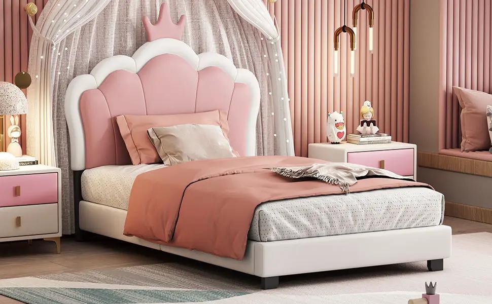 Upholstered Princess Platform Bed With Crown Headboard by HouseOfZazla