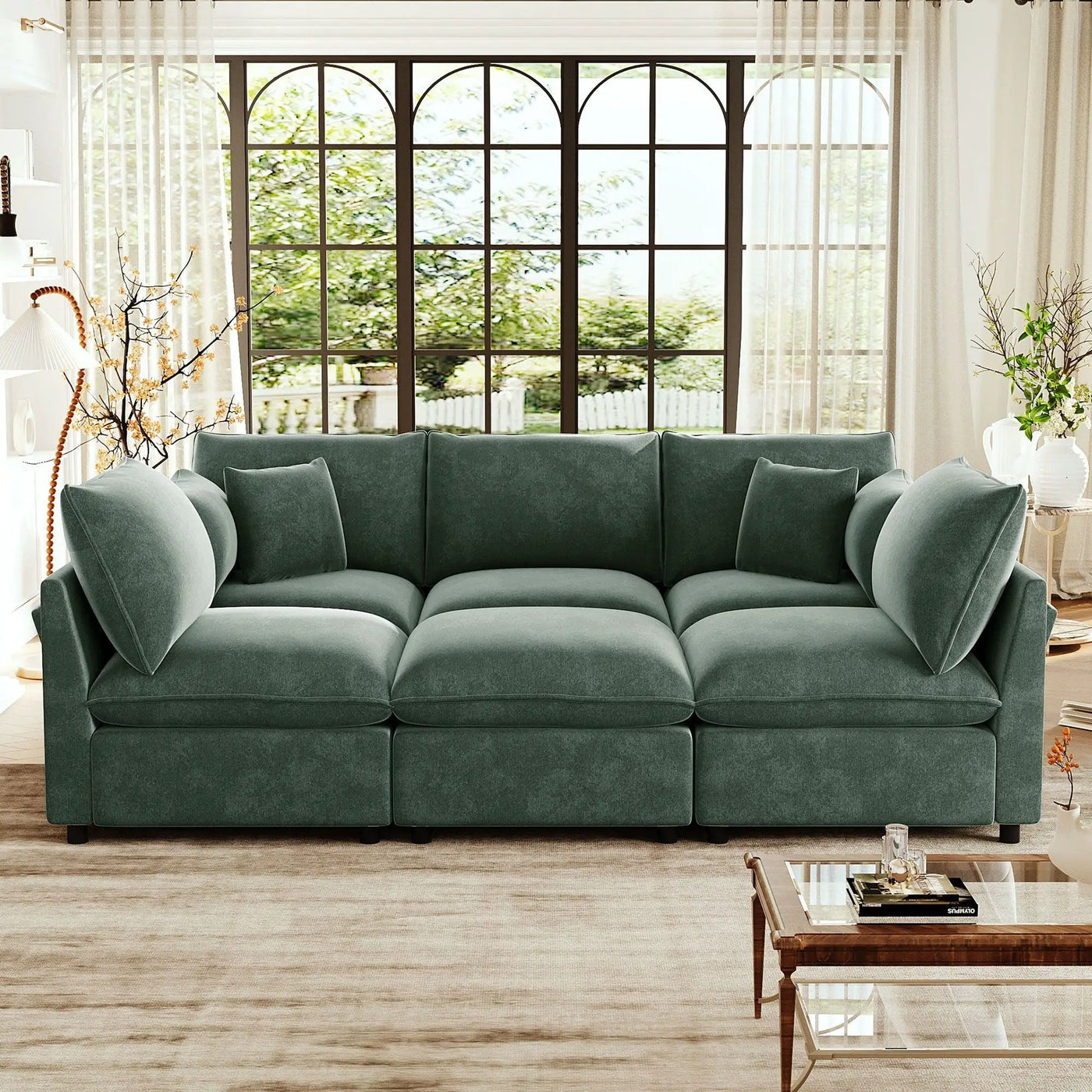 Modern Sectional Sofa U-Shaped With Movable Ottoman Storage Armrests And USB Ports by Unique Piece Furniture