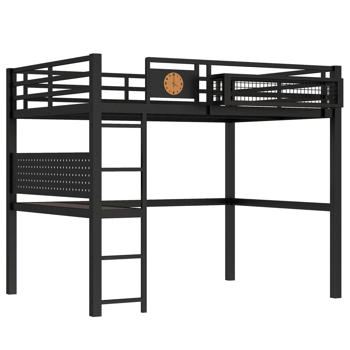 Full Size Loft Bed Frame with Desk and Charging Port by HouseOfZazla