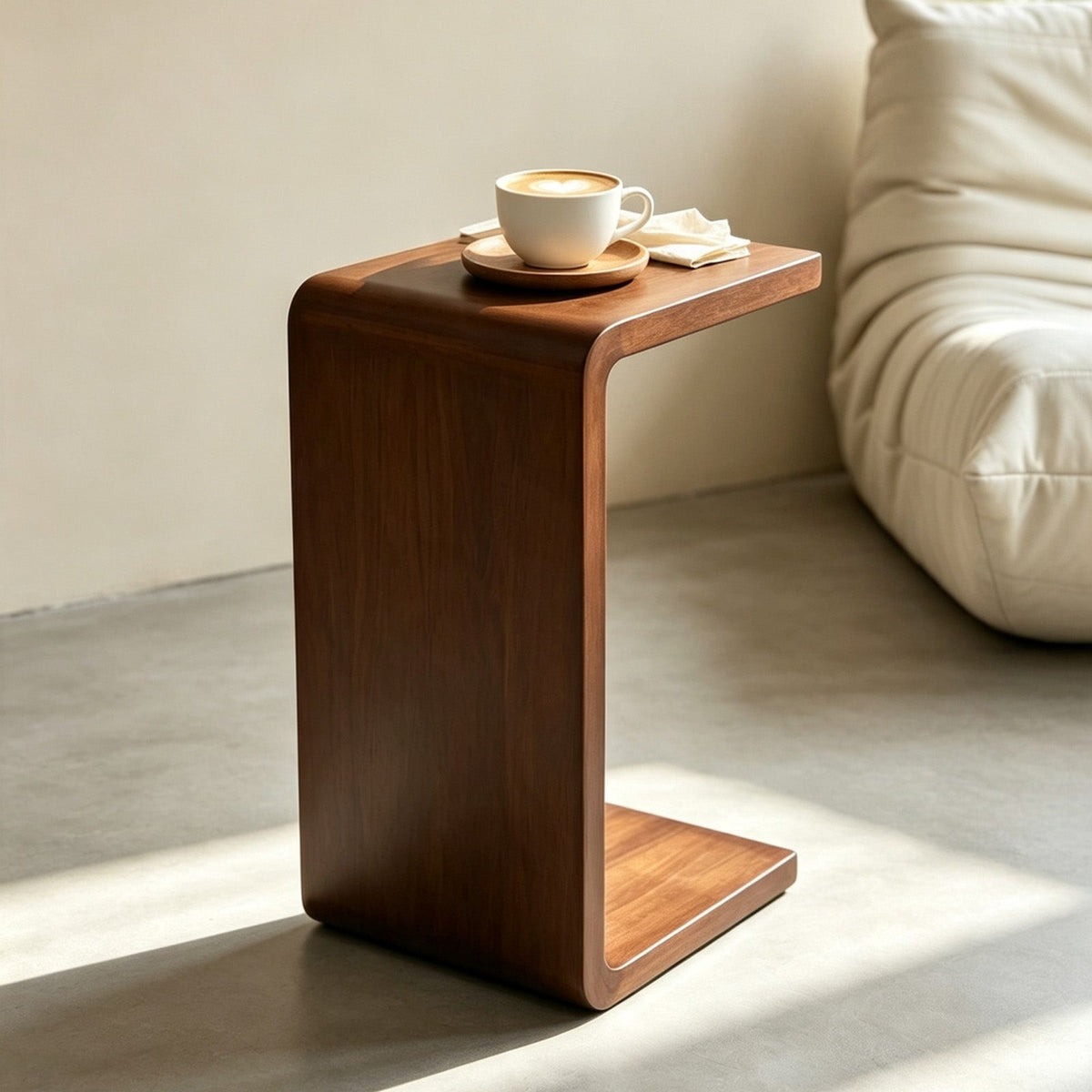 2-in-1 Convertible C Shaped Coffee Table with Modern Design - Rubber Wood, photo 5 of 7