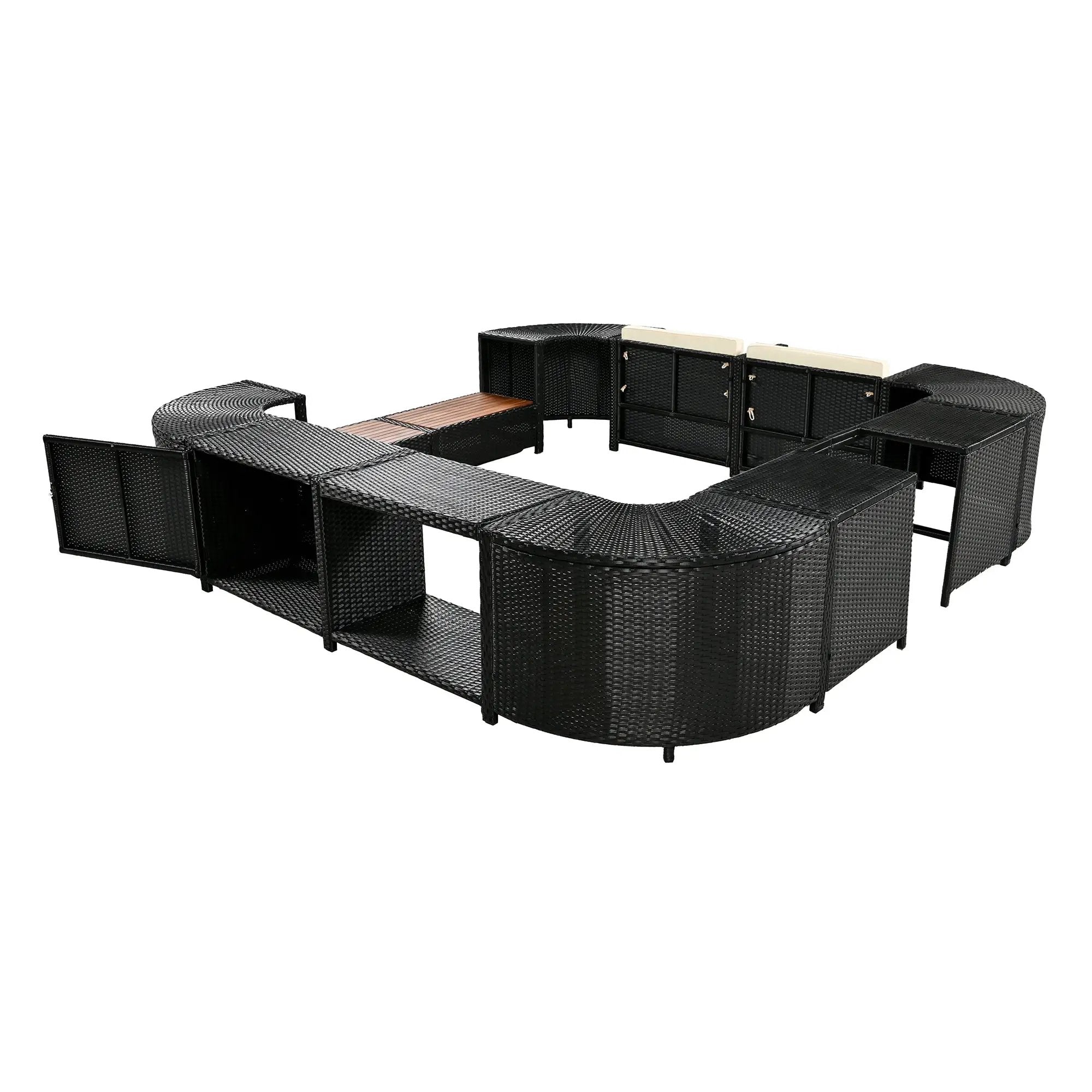 Alora Large Outdoor Quadrilateral Spa Surround Rattan Sectional Sofa Set With Storage Compartments (SAK80217) by SAKSBY WHOLESALE