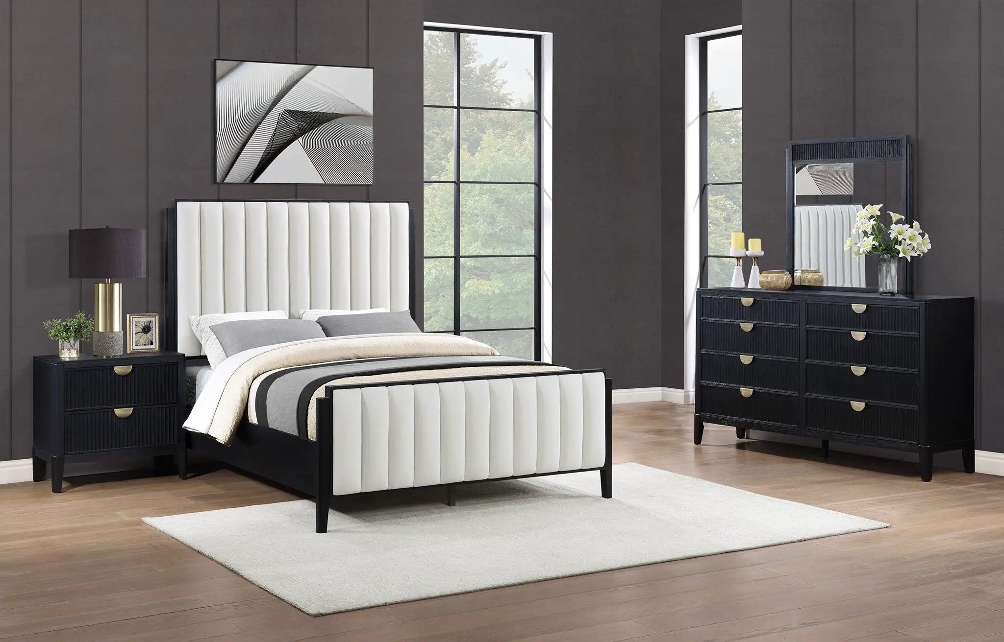 Brookmead 4-piece Upholstered Queen Bedroom Set Black by Unique Piece Furniture
