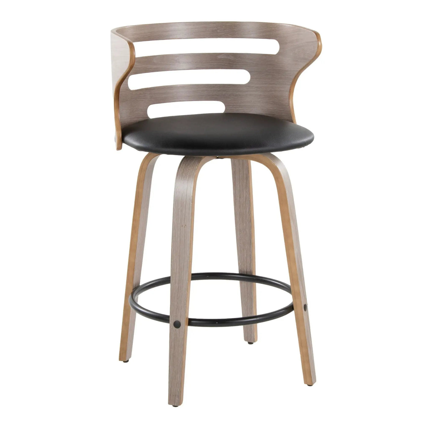 Cosini - Mid Century Modern Fixed Height Barstool With Swivel And Round Footrest (Set of 2) by HouseOfZazla