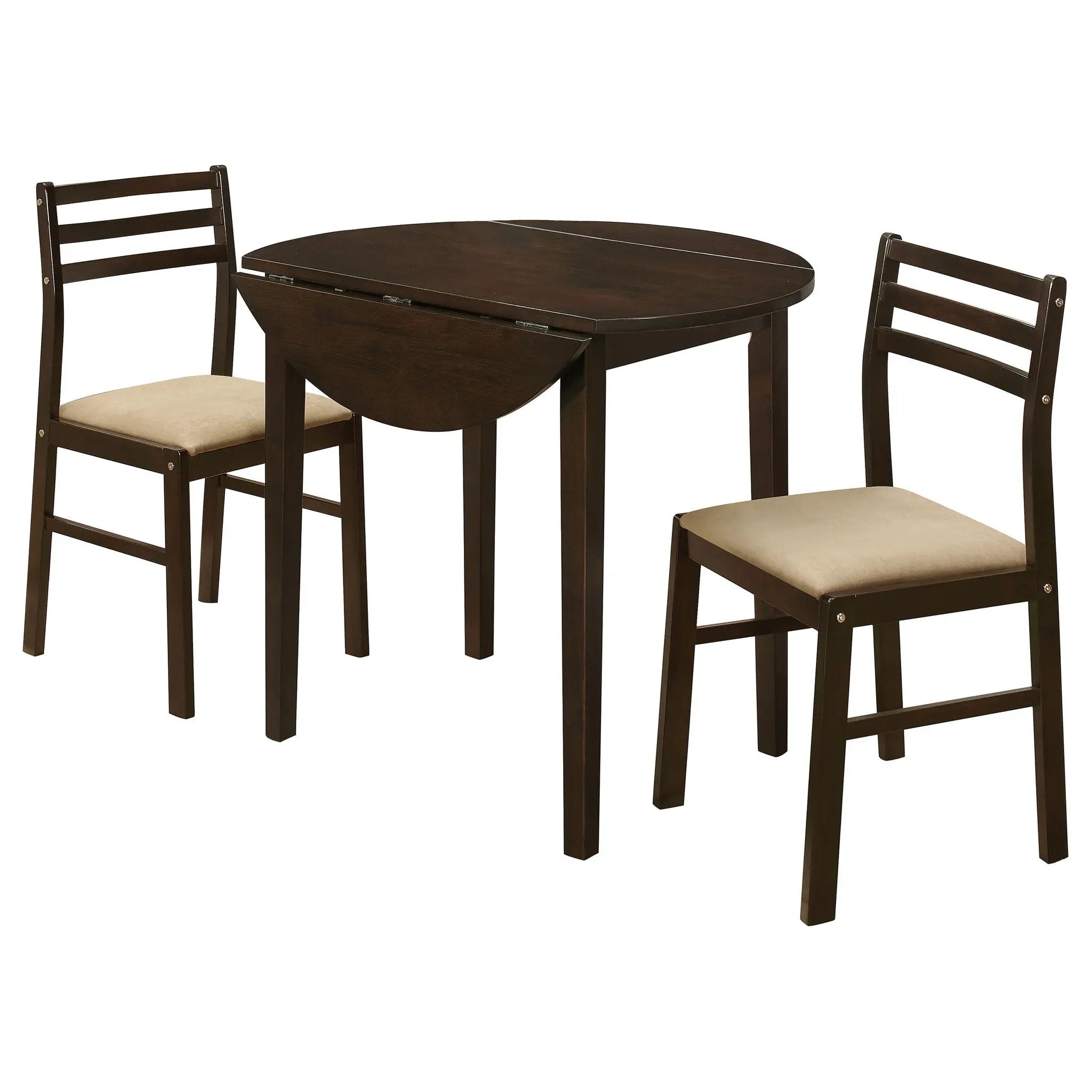 Bucknell 3-piece Round Drop Leaf Dining Table Set Cappuccino by Unique Piece Furniture