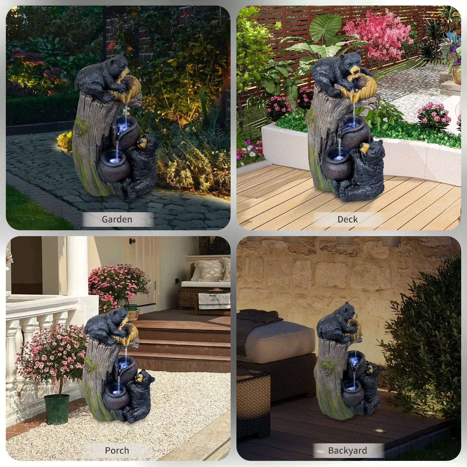 Bear Outdoor Water Fountain with LED Lights by HouseOfZazla