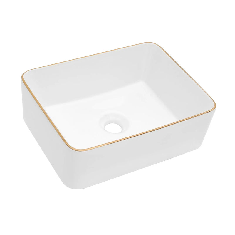 Modern European Style Ceramic Rectangular Vessel Bathroom Sink by HouseOfZazla