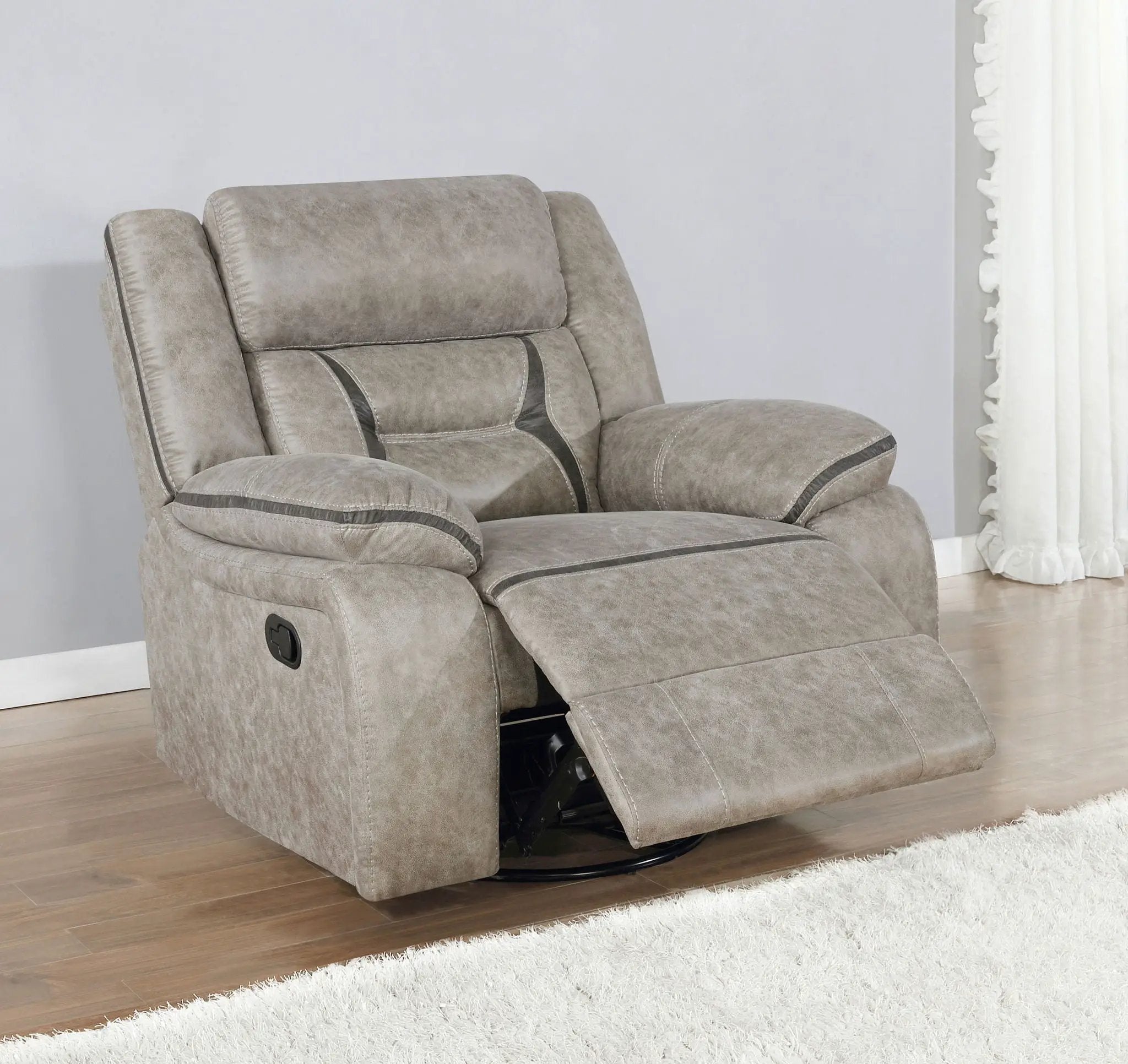 Greer Upholstered Swivel Glider Recliner Chair Taupe by Unique Piece Furniture
