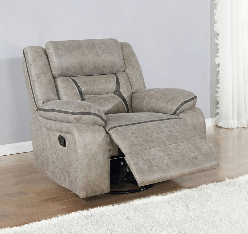 Greer Upholstered Swivel Glider Recliner Chair Taupe by Unique Piece Furniture