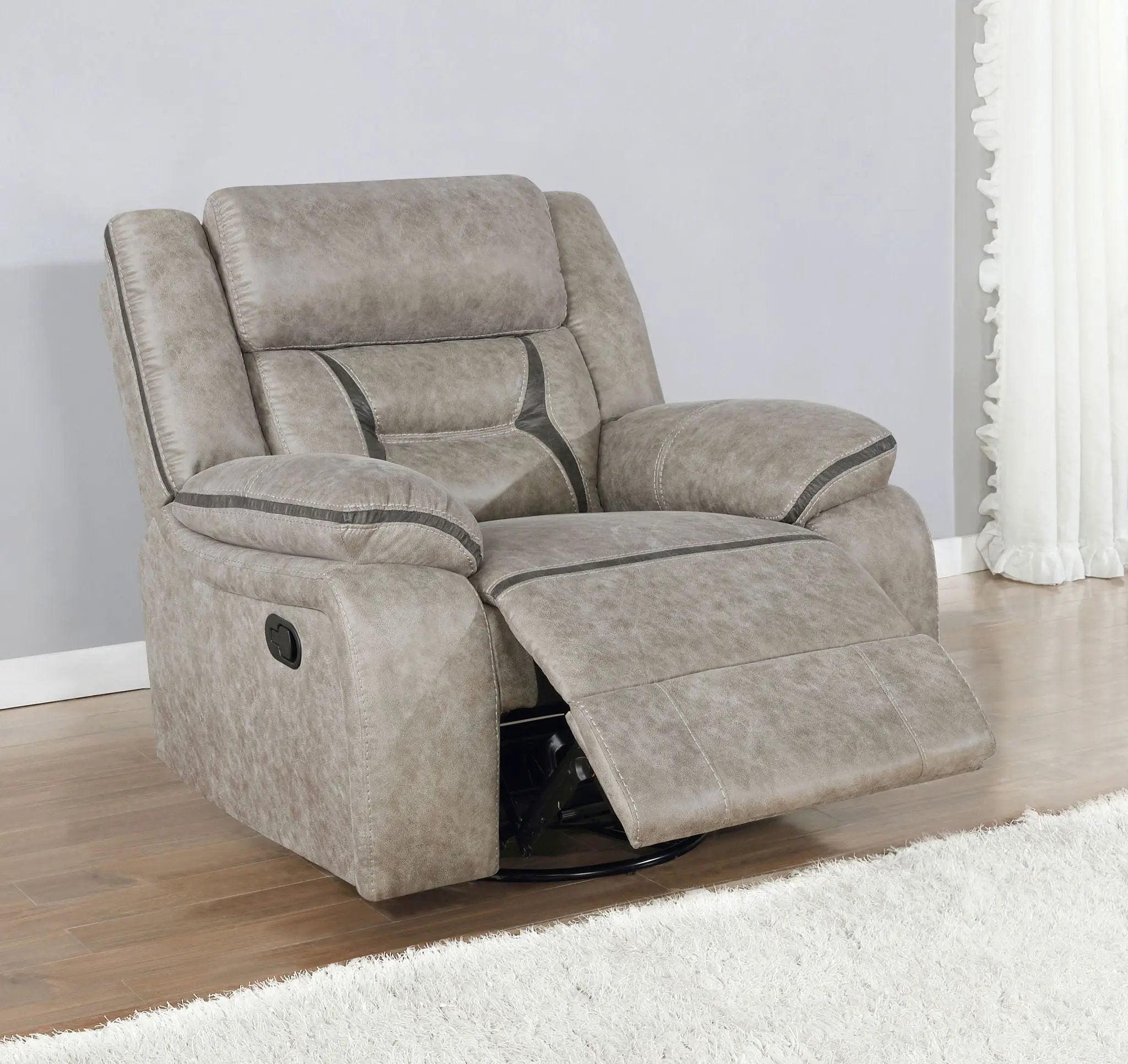 Greer Upholstered Swivel Glider Recliner Chair Taupe by Unique Piece Furniture