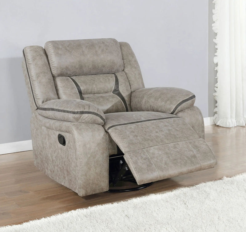 Greer Upholstered Swivel Glider Recliner Chair Taupe by Unique Piece Furniture