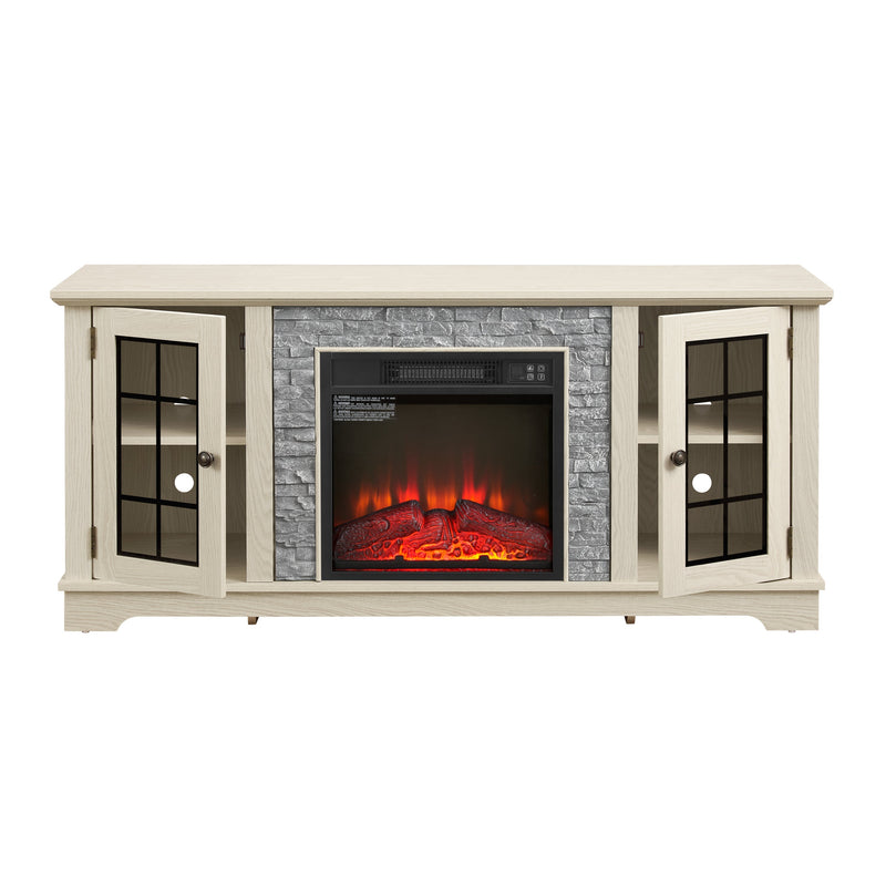 58" Modern TV Stand with Electric Fireplace and Storage by HouseOfZazla