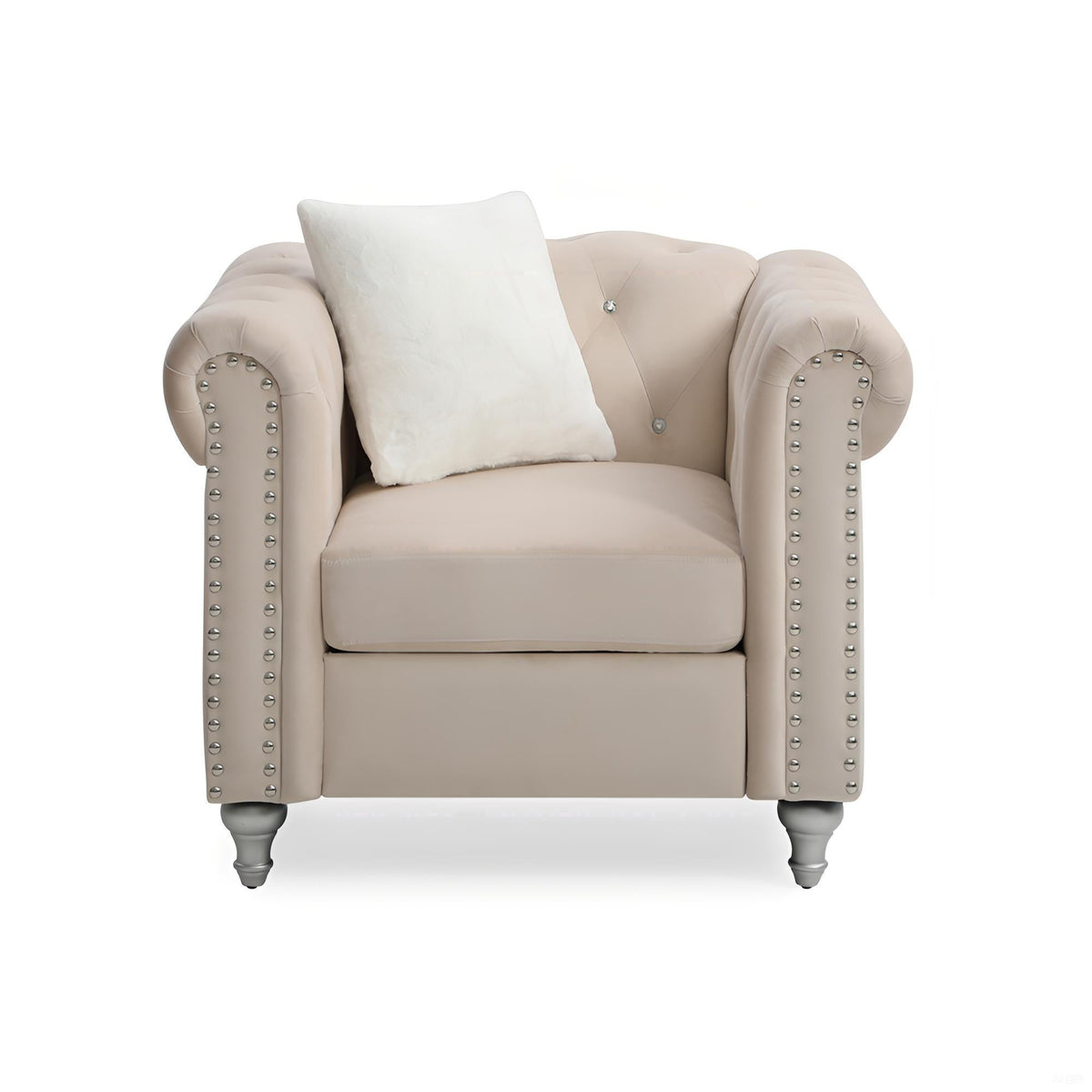 Contemporary Lounge Chair with Faux Jeweled Tufting - Multiple Colors, photo 3 of 26