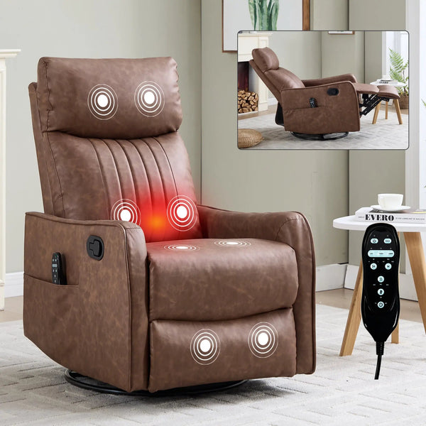 Brown Heat Massage Manual Recliner Chair