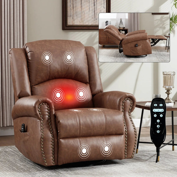 Heat Massage Manual Recliner Chair with Rocker and Swivel, photo 2 of 10