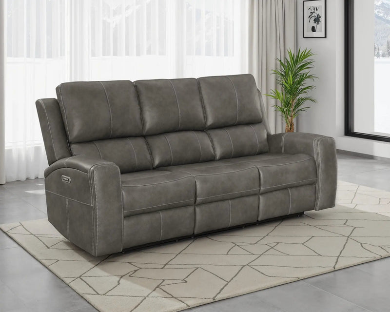 Brickston Triple Power Reclining Sofa Charcoal by Unique Piece Furniture