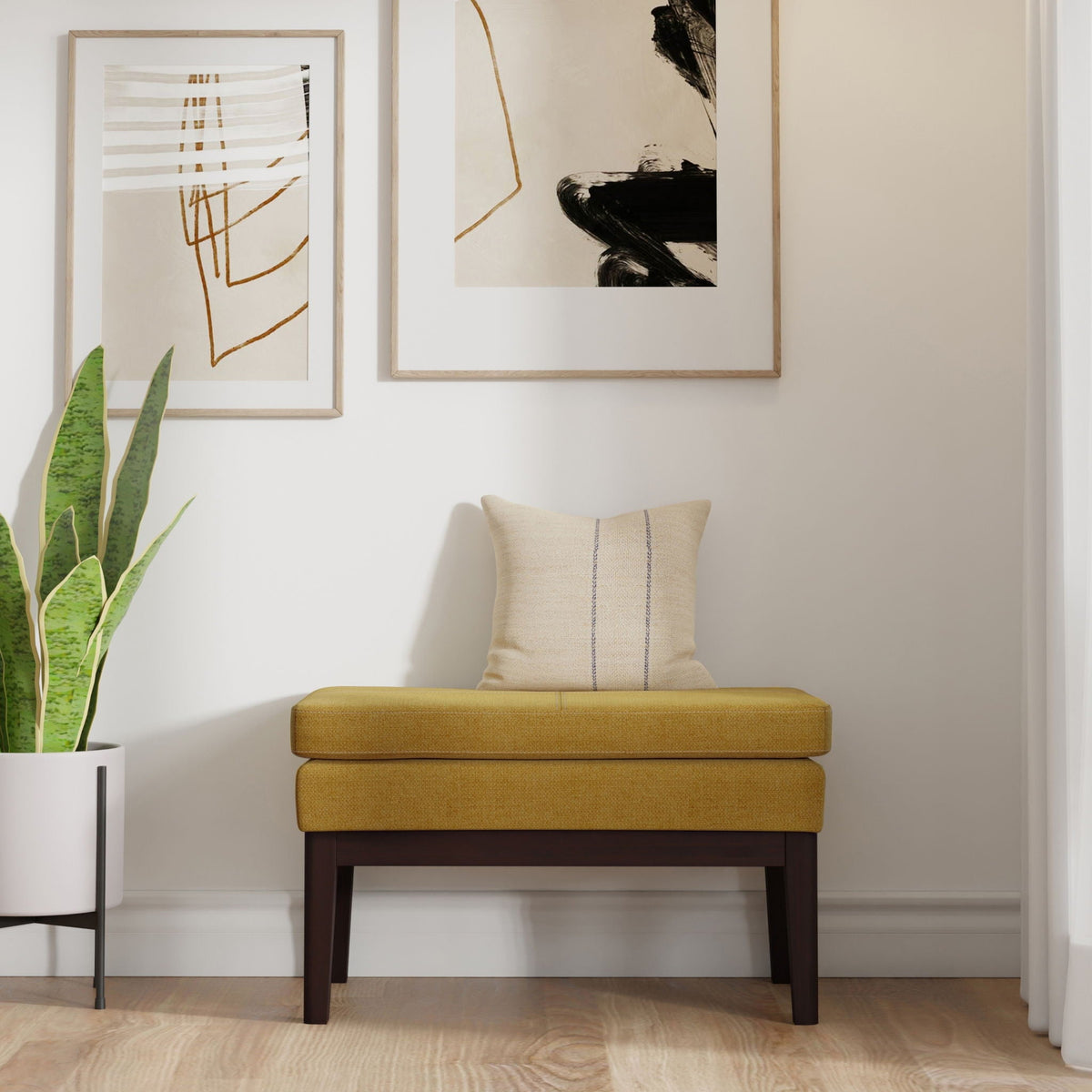 Mid-Century Ottoman Bench with Solid Wood Construction - Multiple Colors, photo 29 of 40