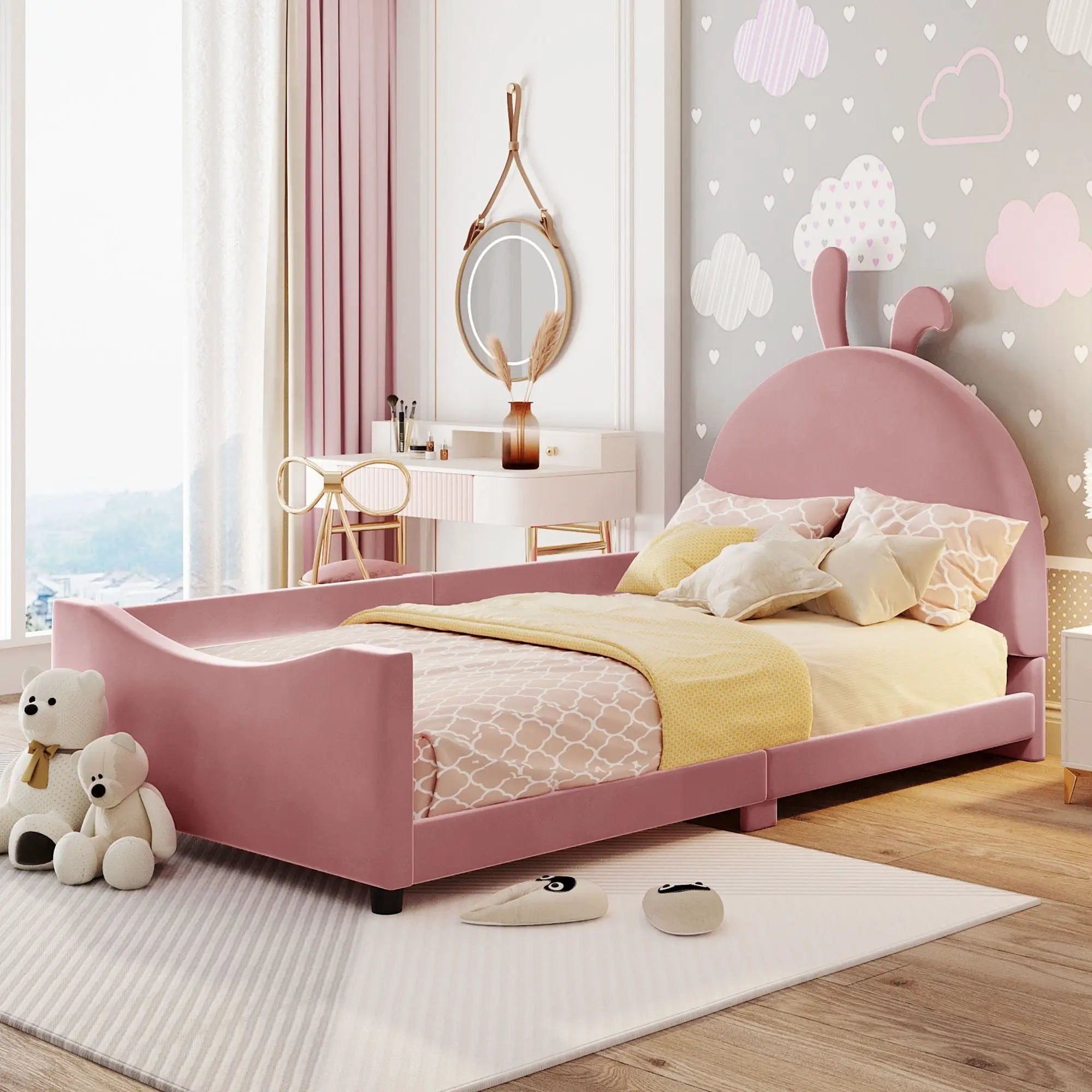 Upholstered Daybed With Rabbit Ear Shaped Headboard by Unique Piece Furniture