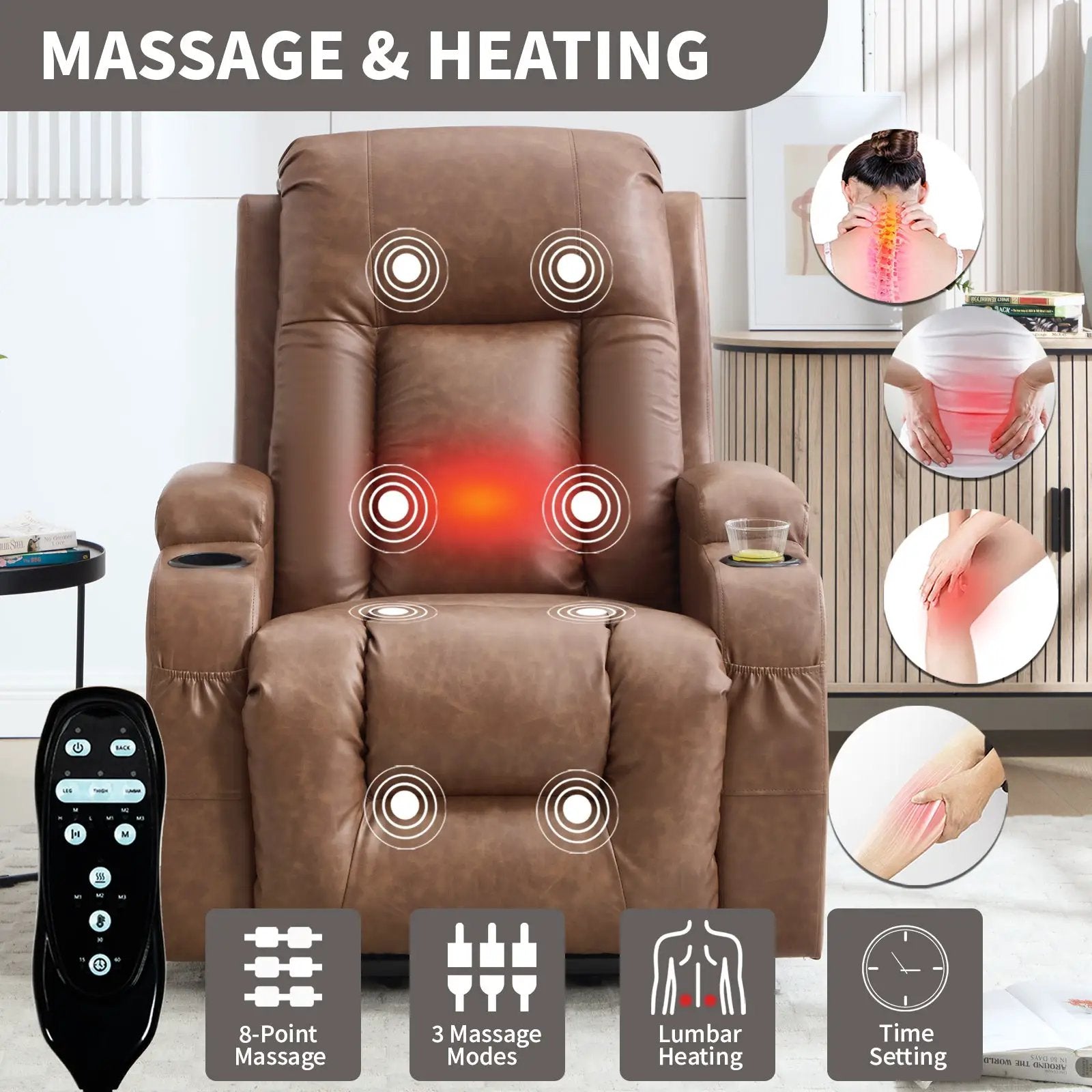 Brown PU Infinite Position Power Lift Recliner Chair by HouseOfZazla