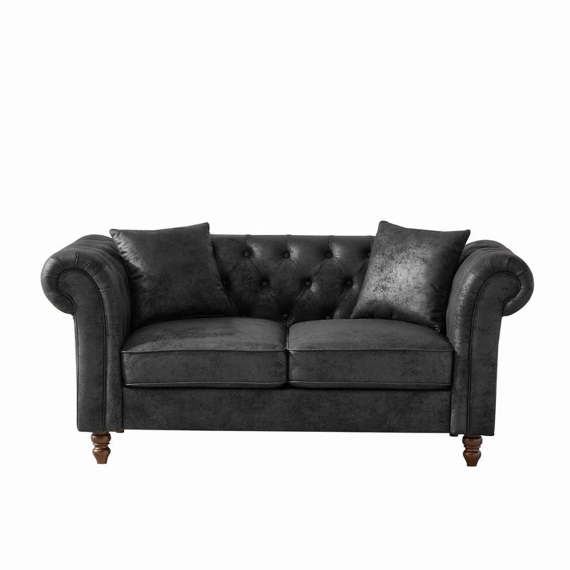 Chesterfield Loveseat, High Tech Fabric Roll Armrest by HouseOfZazla