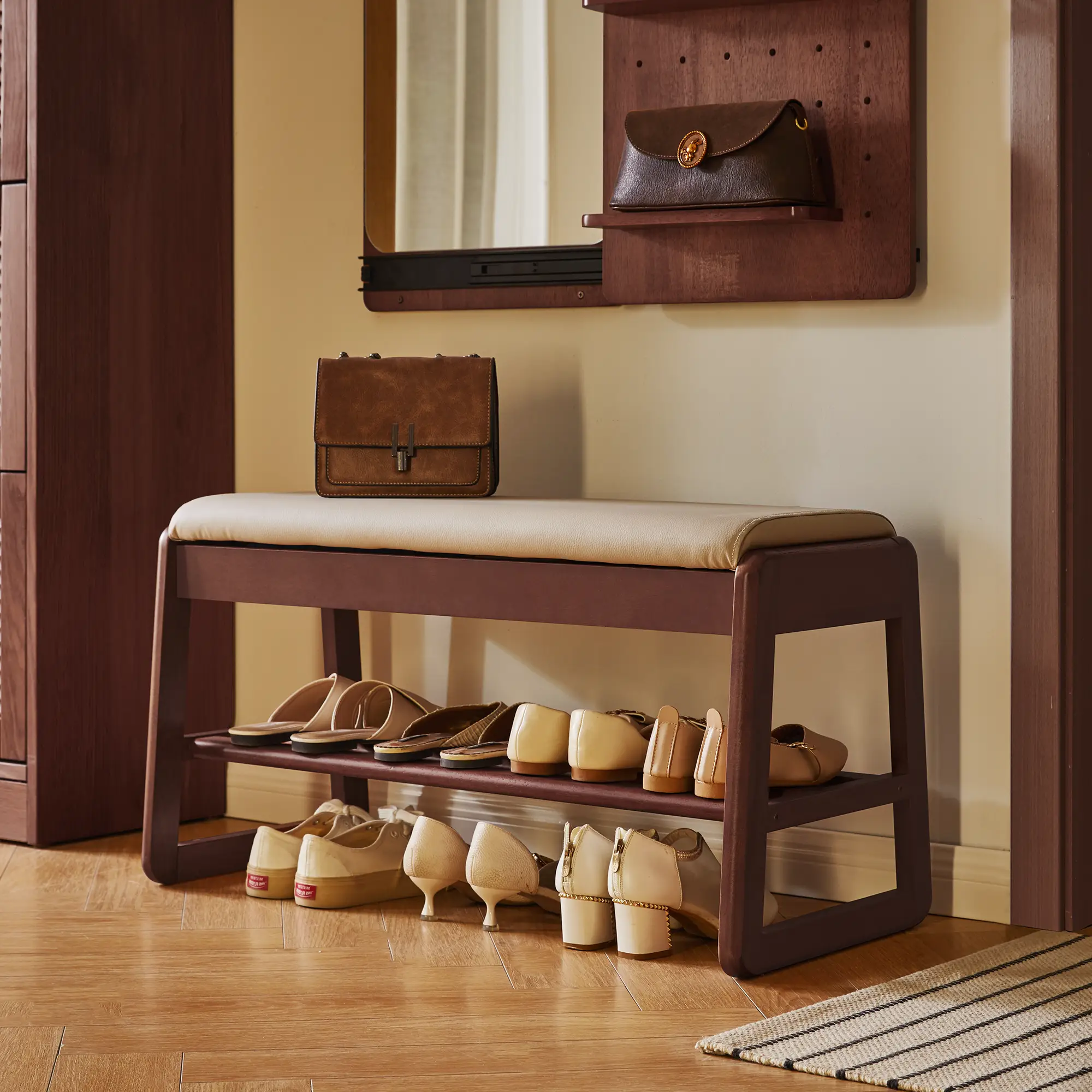 Wood Shoe Storage Bench by HouseOfZazla