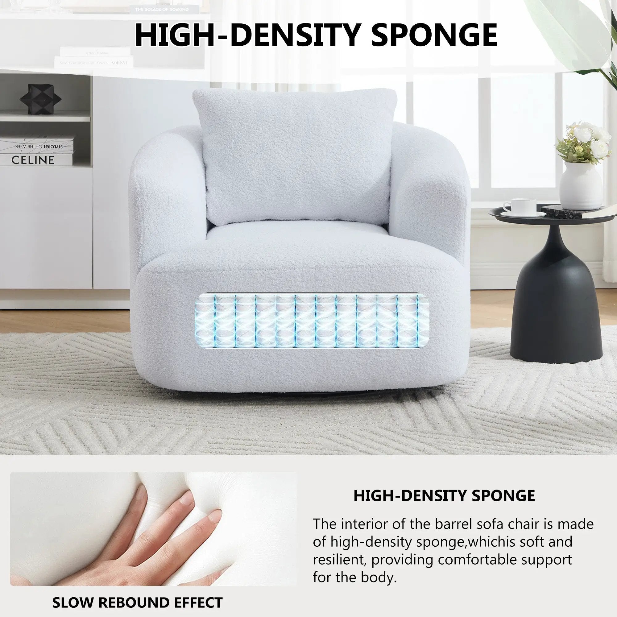360° Swivel Round Upholstered Comfy Chair by HouseOfZazla