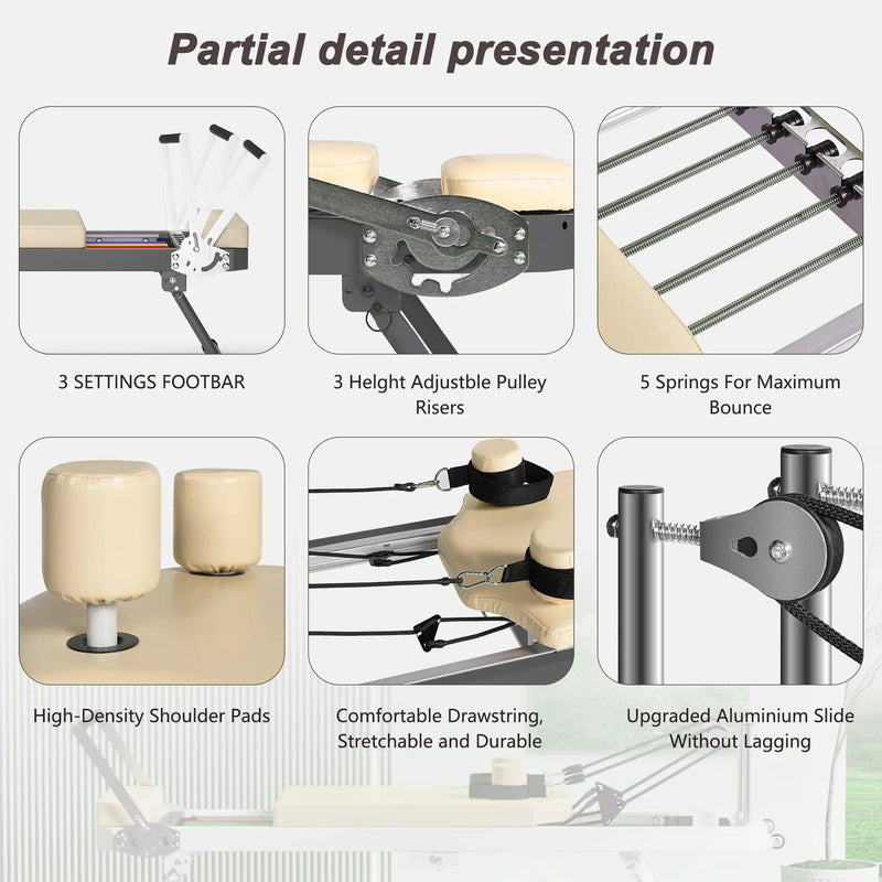 Foldable Pilates Reformer Machine for Home Gym by HouseOfZazla