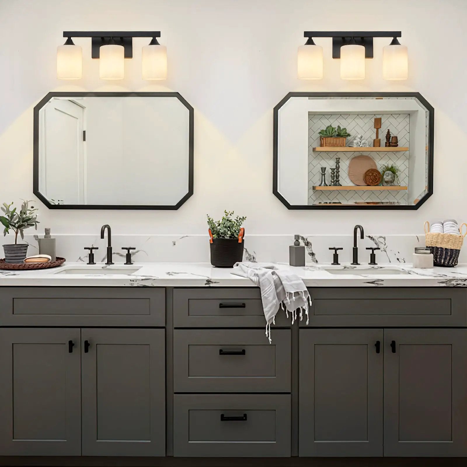 3-Light Matte Black Bathroom Vanity Light by HouseOfZazla