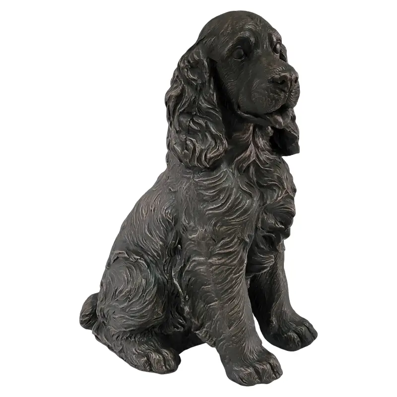 20" Bronze Finish Realistic Sitting Cocker Spaniel Dog Statue by HouseOfZazla