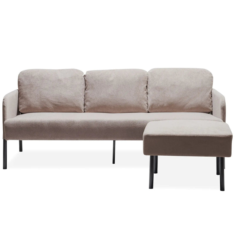 Modern L Shaped 3 Seater Sofa With Ottoman, Upholstered Couch For Small Spaces by Unique Piece Furniture