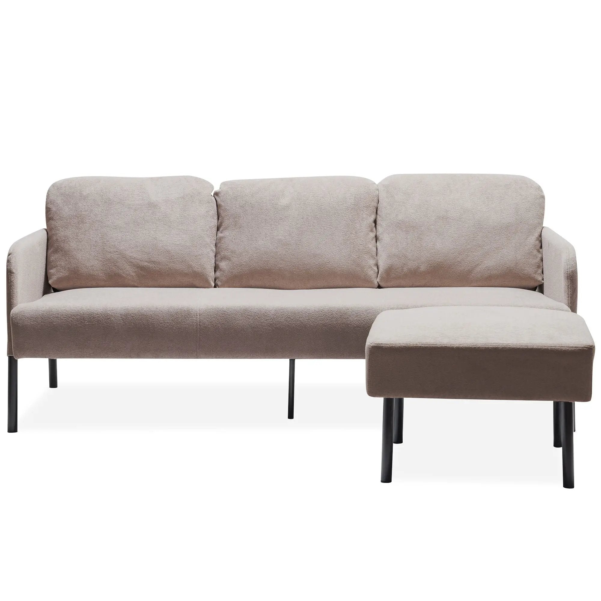 Modern L Shaped 3 Seater Sofa With Ottoman, Upholstered Couch For Small Spaces by HouseOfZazla