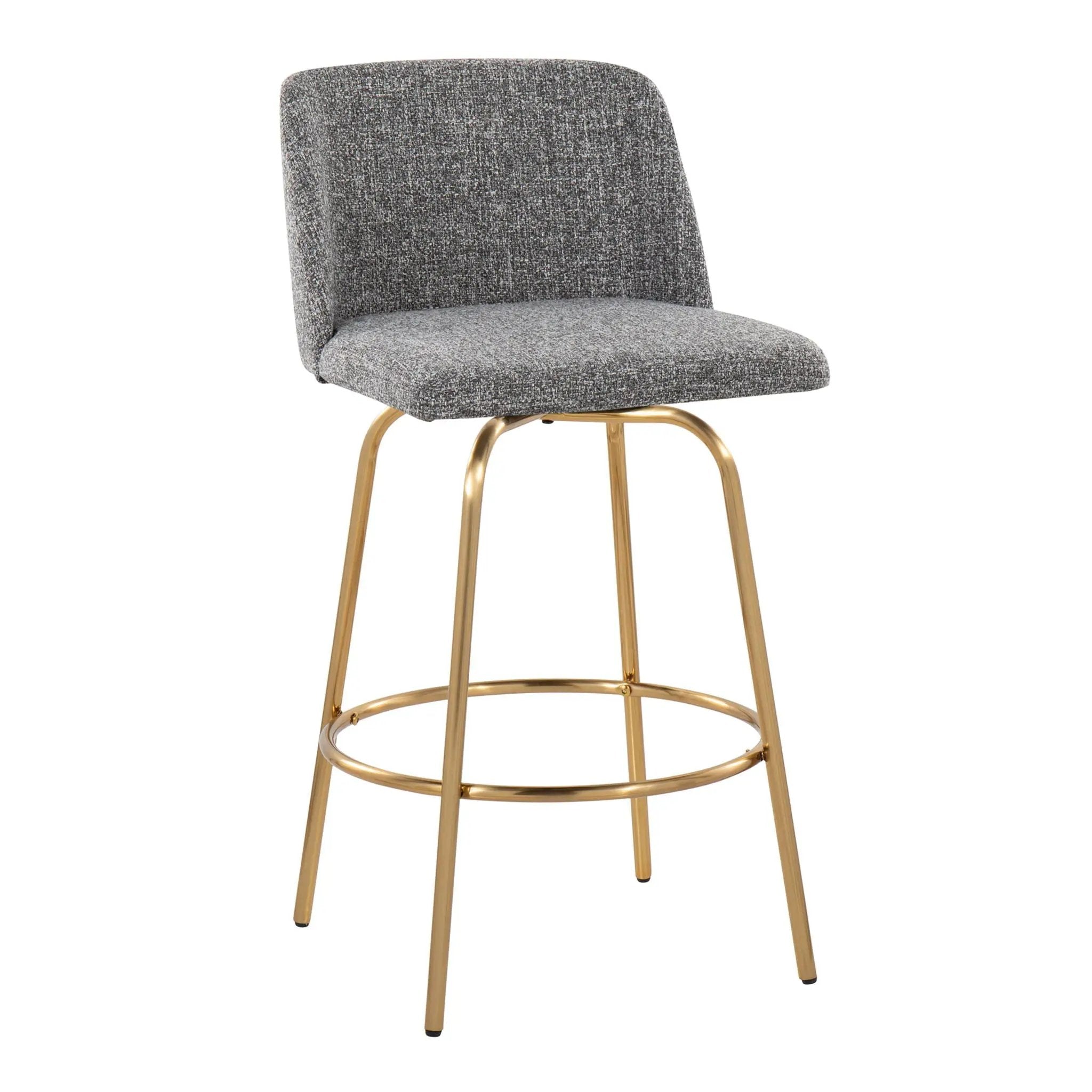 Toriano - Contemporary, Fixed Height Counter Stool With Swivel With Round Footrest (Set of 2) by Unique Piece Furniture