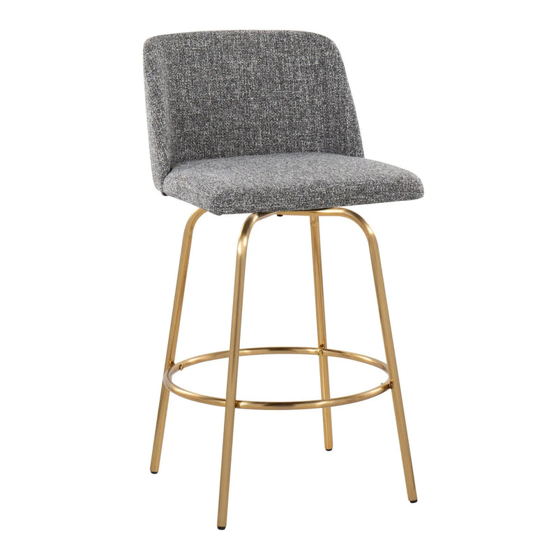 Toriano - Contemporary, Fixed Height Counter Stool With Swivel With Round Footrest (Set of 2) by Unique Piece Furniture