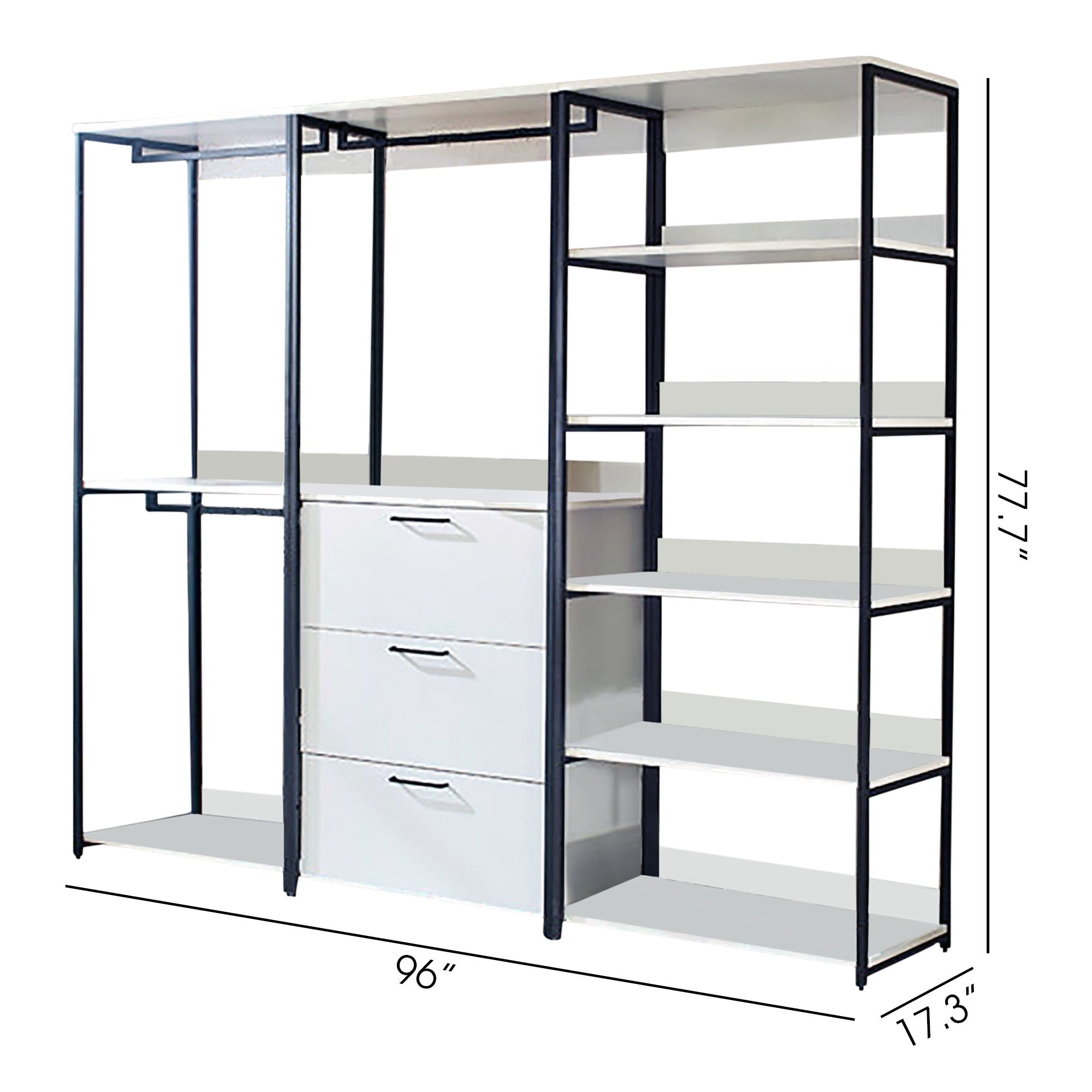 Fiona - Freestanding 3 Tower Closet System, 7 Shelf Walk-In - White by HouseOfZazla