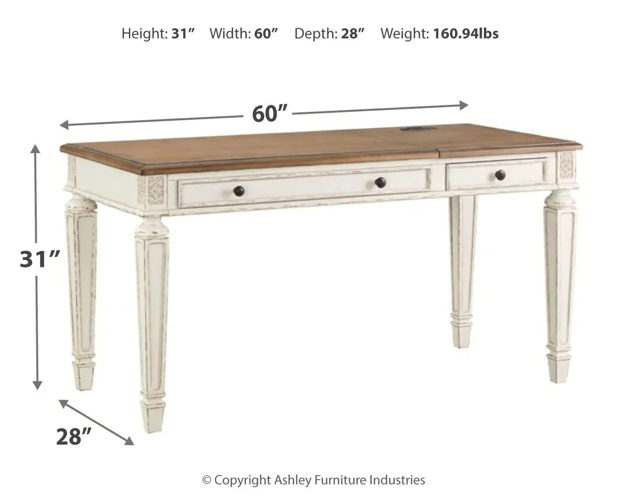 Realyn - Home Office Lift Top Desk - White / Brown by Unique Piece Furniture
