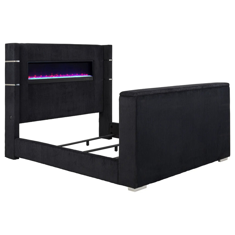 Tisdall California King Flame Visualizer TV Bed Black by Unique Piece Furniture
