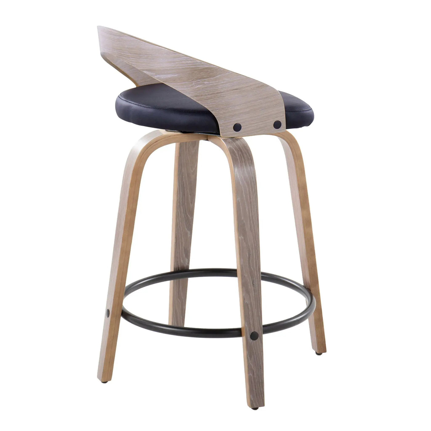 Grotto - Contemporary Fixed Height Counter Stool & Swivel With Round Footrest (Set of 2) by HouseOfZazla