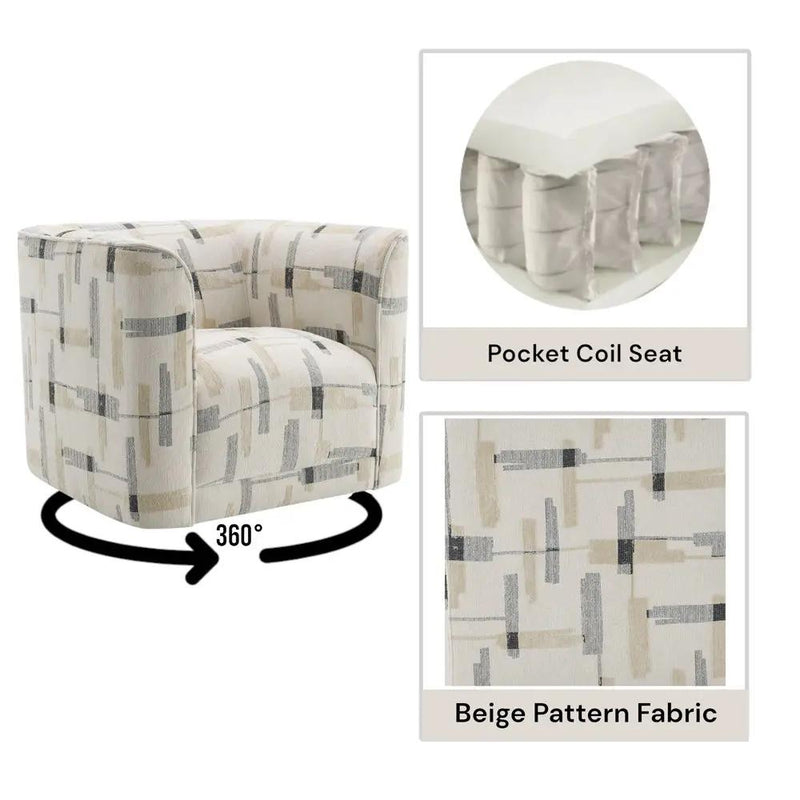 Darya - Chair With Swivel - Beige Pattern Fabric by Unique Piece Furniture