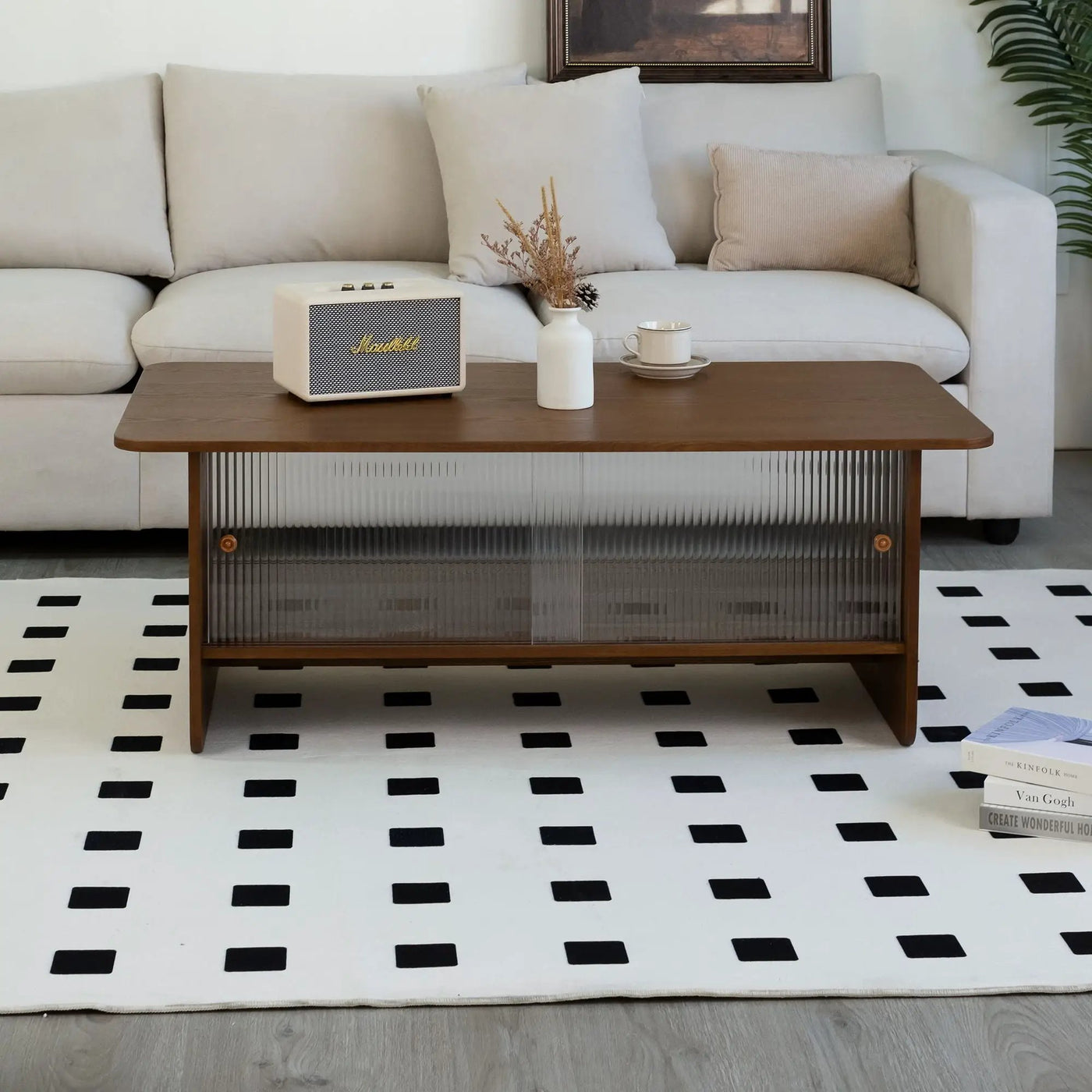 Rectangular Coffee Table With Sliding Door Storage Center by HouseOfZazla