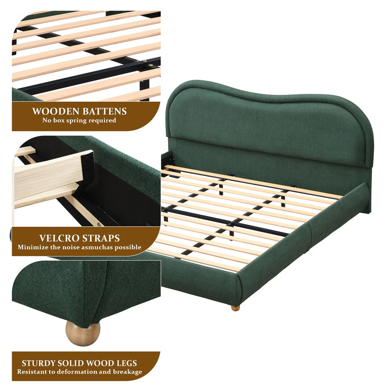 Upholstered Platform Bed Frame With Curved Headboard by HouseOfZazla