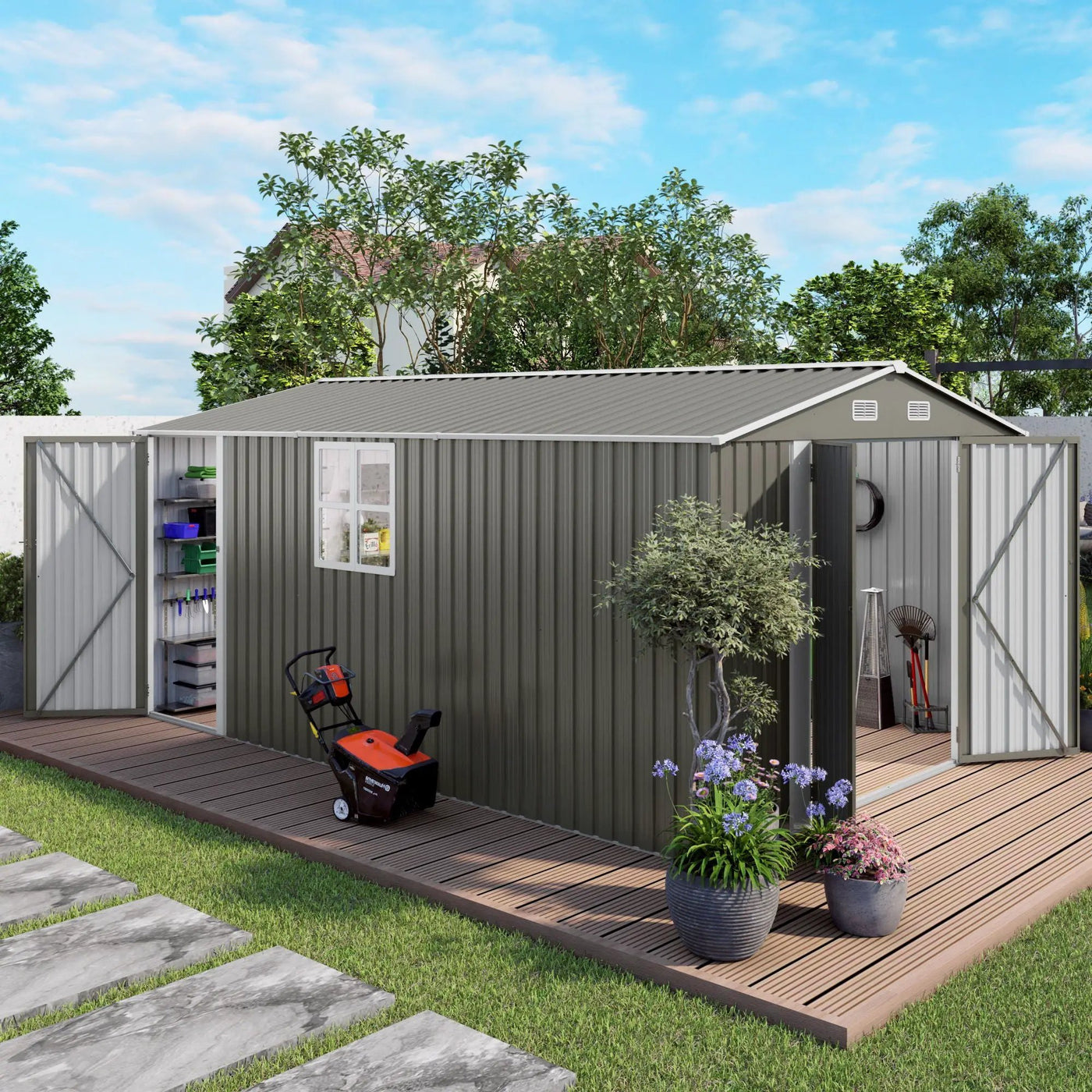 Outdoor Storage Shed With Lockable Doors by HouseOfZazla