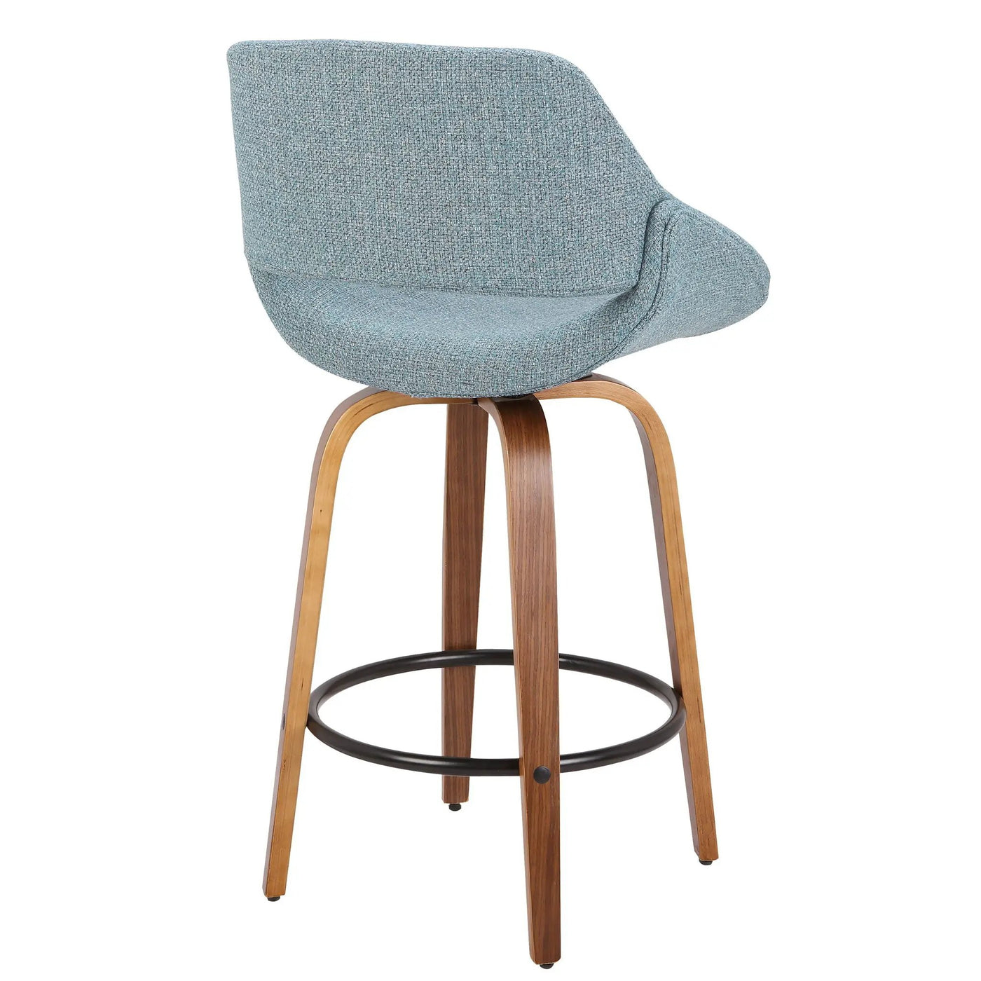 Fabrico - Mid Century Modern Fixed Height Counter Stool And Round Footrest (Set of 2) by HouseOfZazla