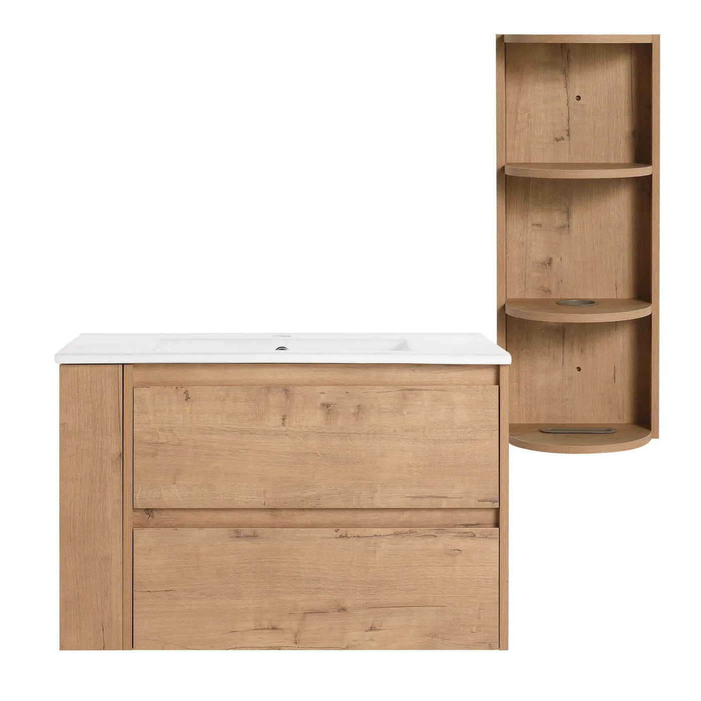 Modern Wall Mounted Bathroom Vanity with Ceramic Sink and Storage Rack by HouseOfZazla