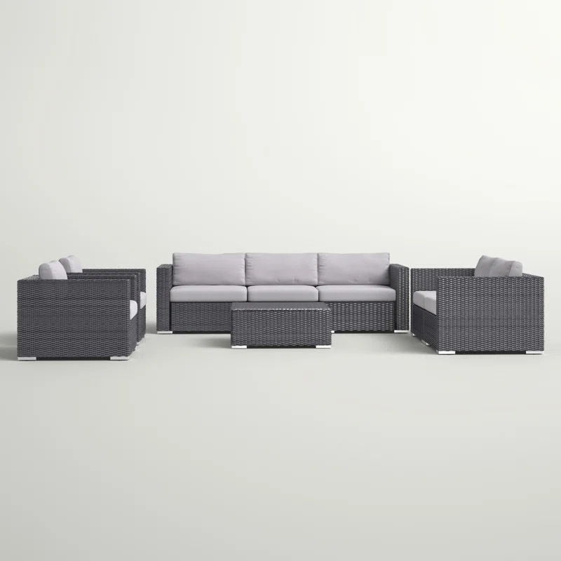 7 Person Outdoor Seating Group With Cushions - Gray / Silver by HouseOfZazla