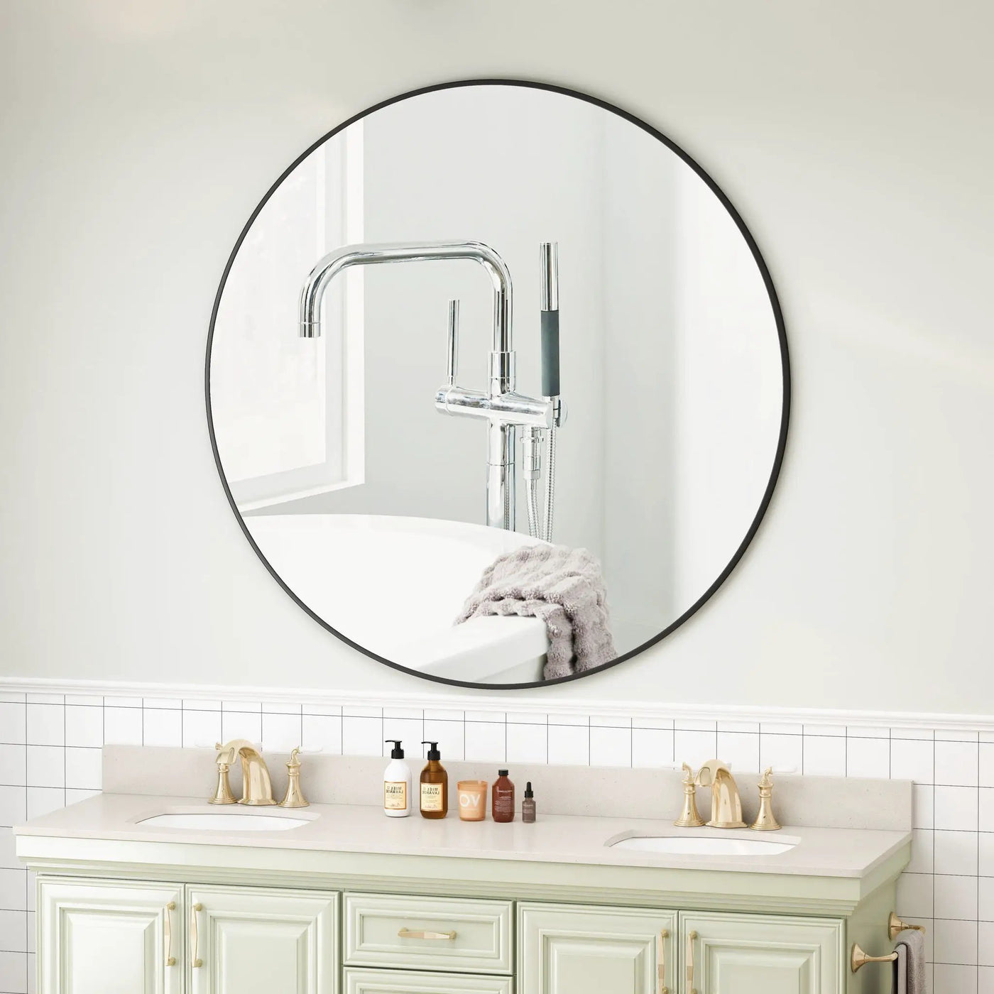 Wall Circular Mirror Metal Framed Mirror Round Vanity Mirror Dressing Mirror, For Bathroom, Living Room, Bedroom Wall Decor by HouseOfZazla