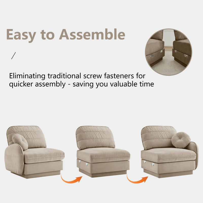 105" Chenille Cloud 3-Seater Sofa by HouseOfZazla