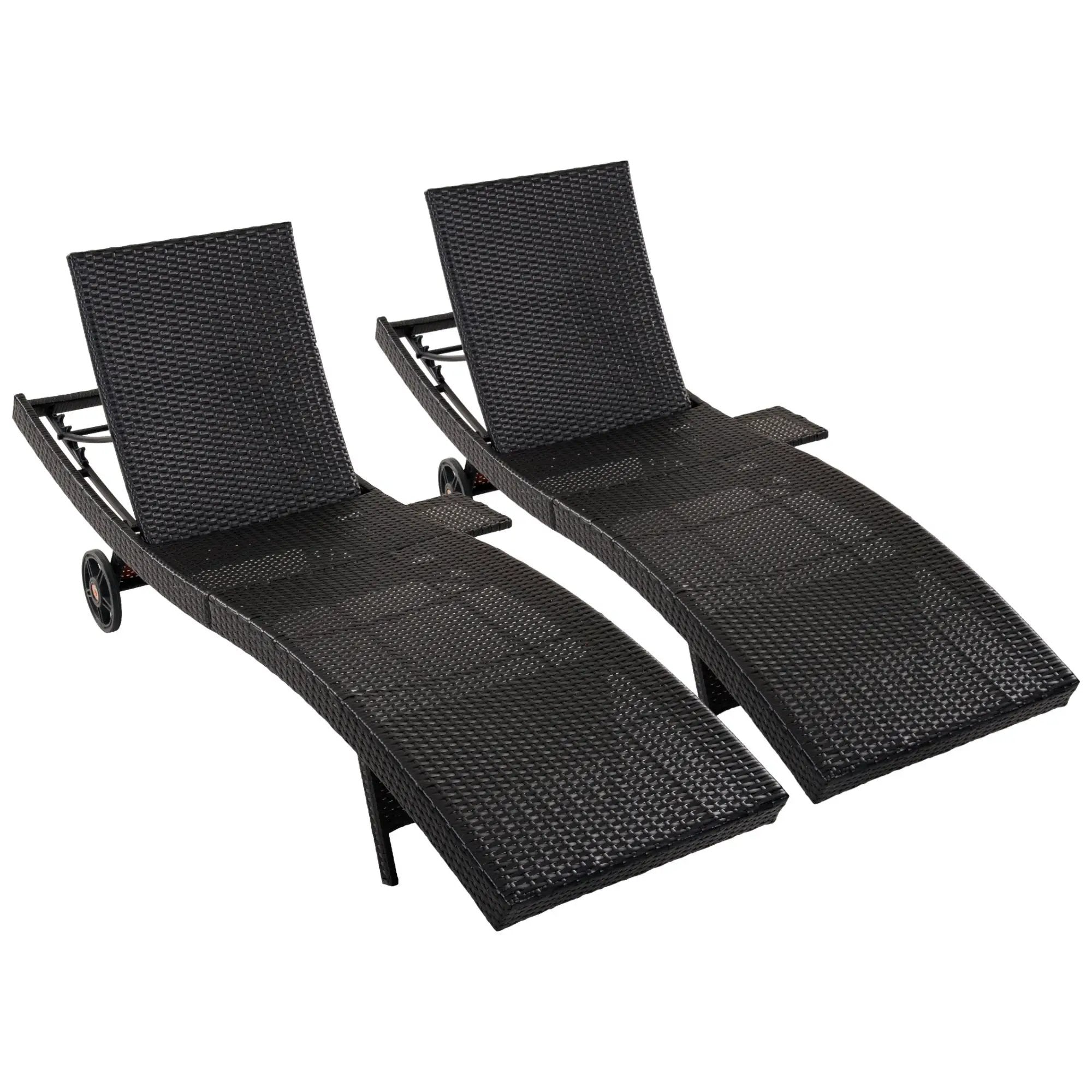 K&K 80'' Patio Wicker Chaise Lounge Chairs Set of 2 by HouseOfZazla