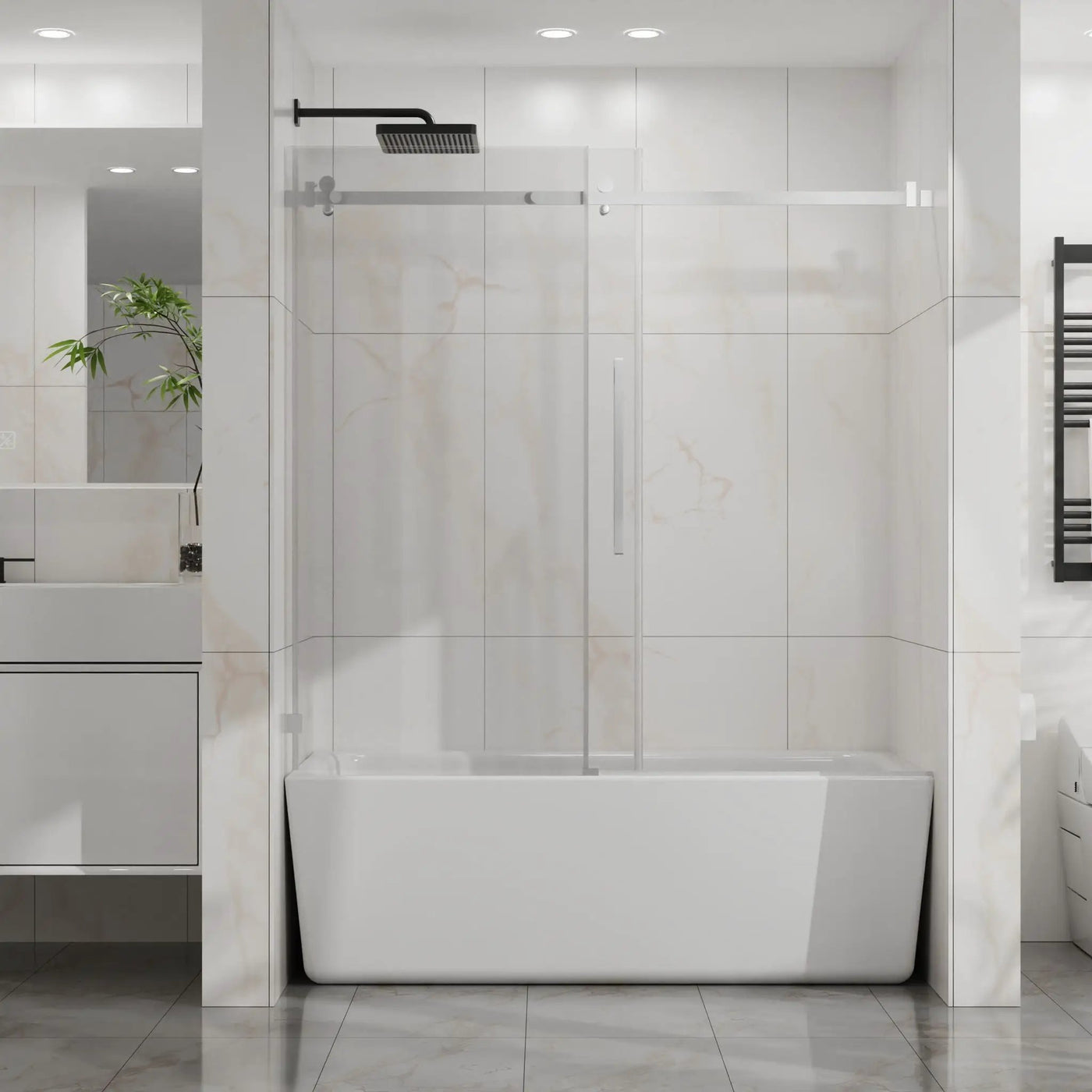 Frameless Tub Sliding Shower Door With Easy Clean Coating by HouseOfZazla