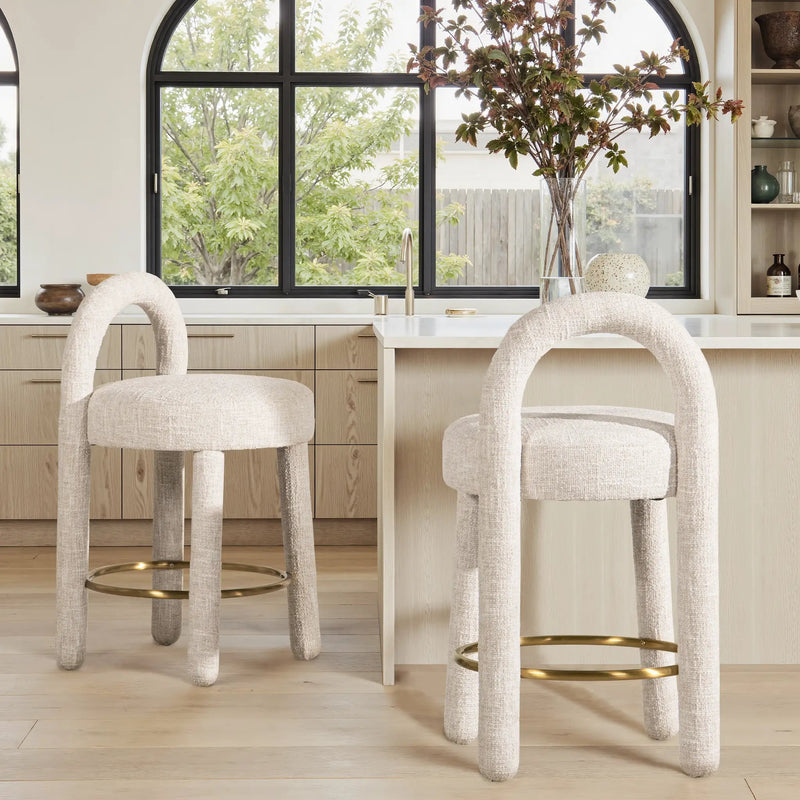 Penny 26.5" Round Arched Upholstered Counter Stool, Set of 2 by HouseOfZazla