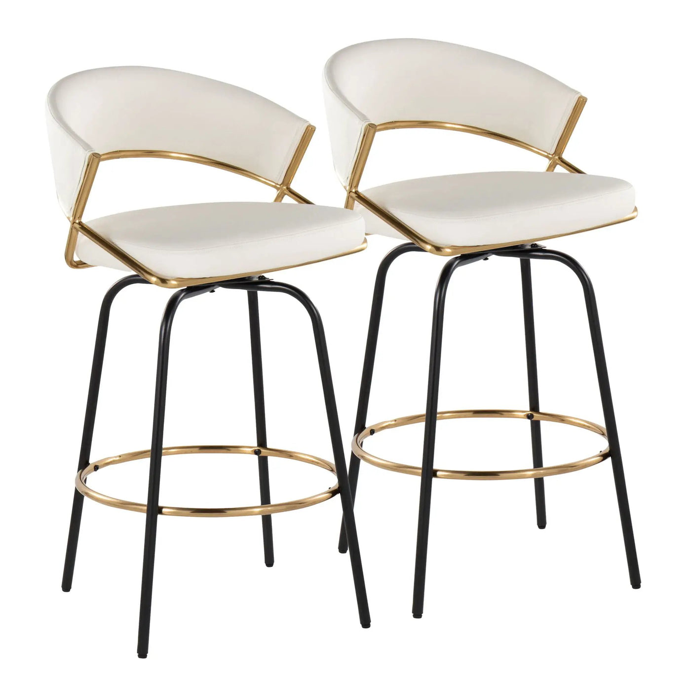 Jie - Fixed Height Contemporary Counter Stool With Swivel Round Footrest (Set of 2) by HouseOfZazla