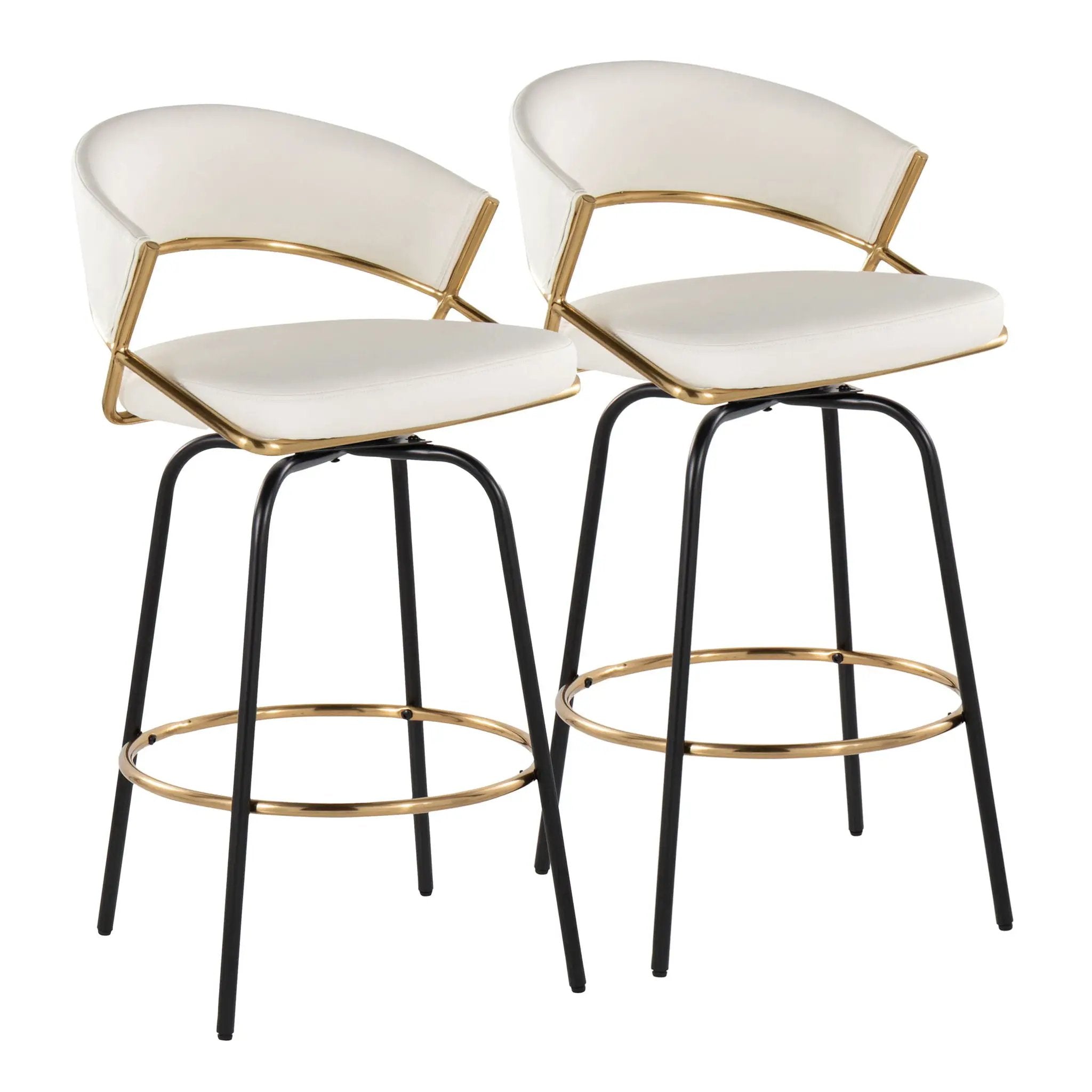Jie - Fixed Height Contemporary Counter Stool With Swivel Round Footrest (Set of 2) by Unique Piece Furniture